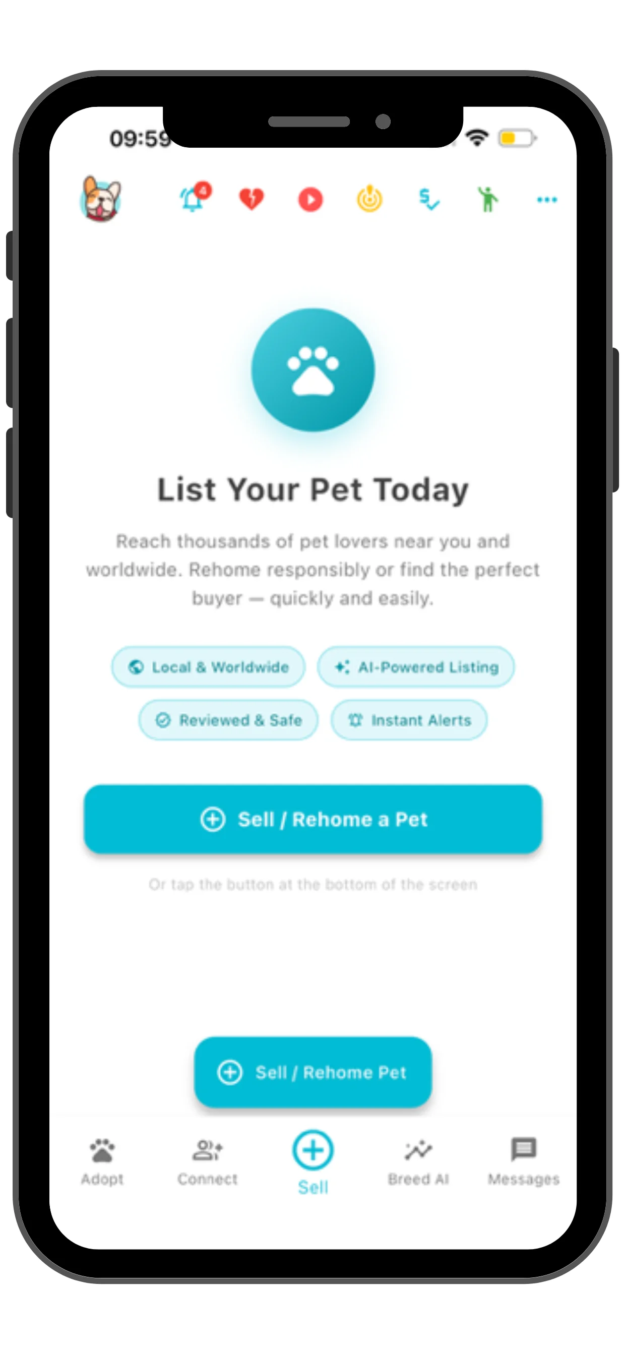 Creating a pet listing in the Pets Home app
